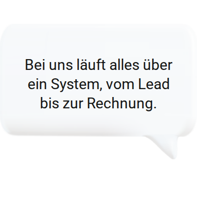 Sprechblase mit Lösung: Startup-Software mit zentraler Datenbasis für CRM, Projekte und Rechnungen in Unusual Suite