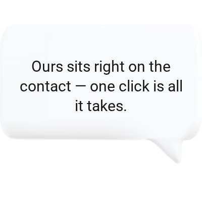 Speech bubble showing the solution – DMS with central document storage directly on the contact record in Unusual Suite
