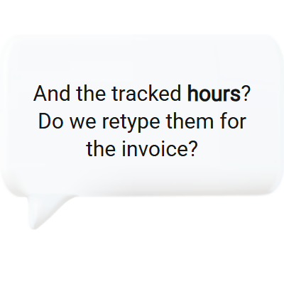 Billing tracked project hours without retyping in service company software.