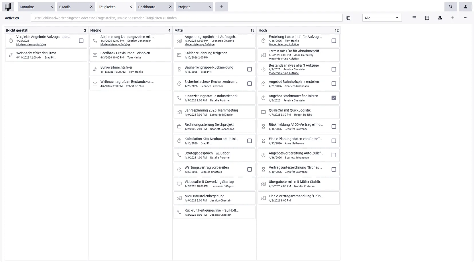 Kanban Board Ansicht