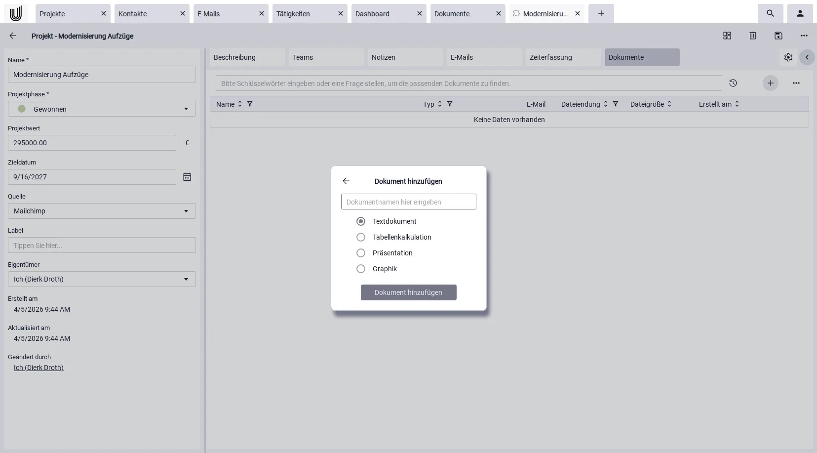 Screenshot der Upload-Auswahl in der Software für digitales Dokumentenmanagement Unusual Suite