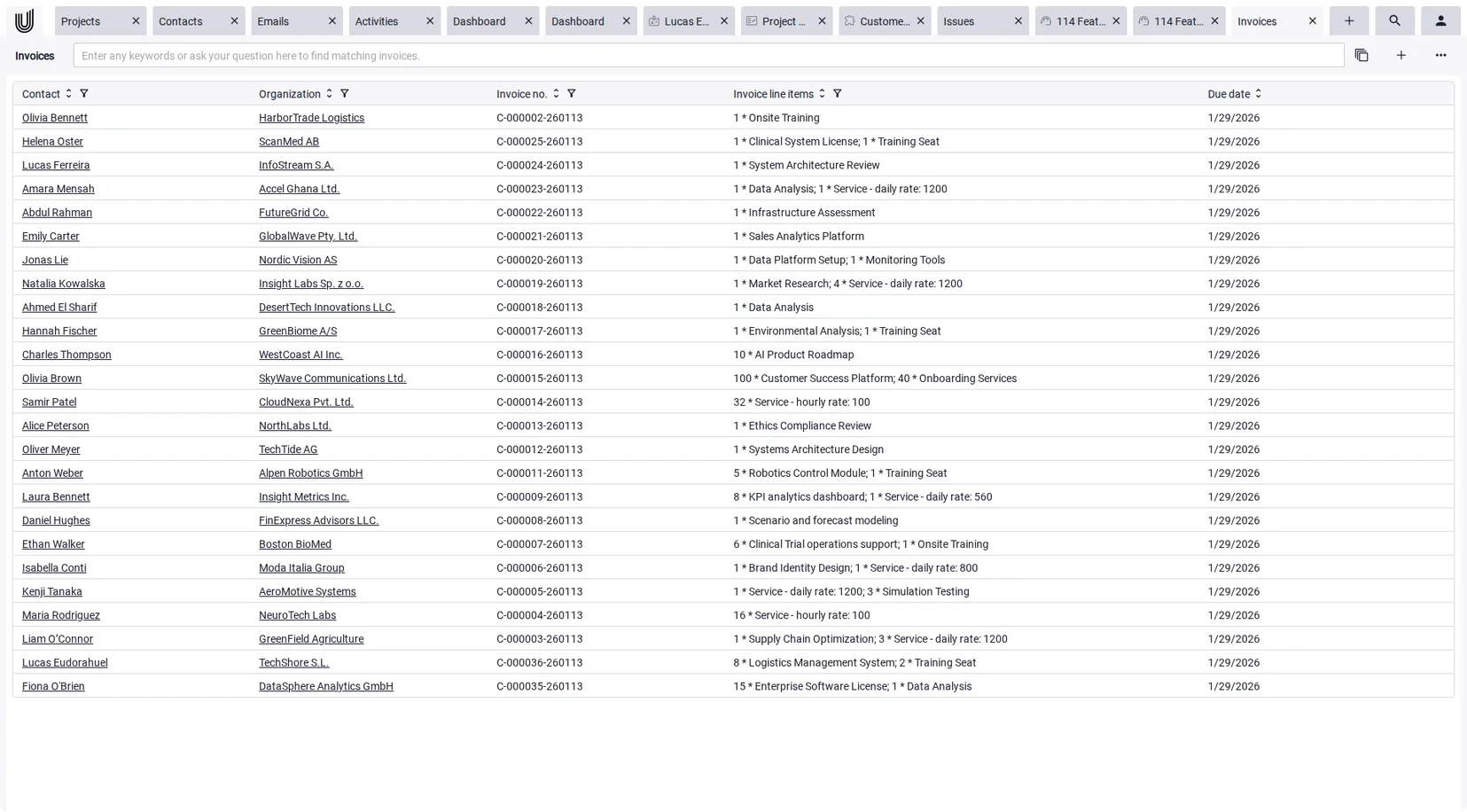Overview of Invoices in the Billing Software System.