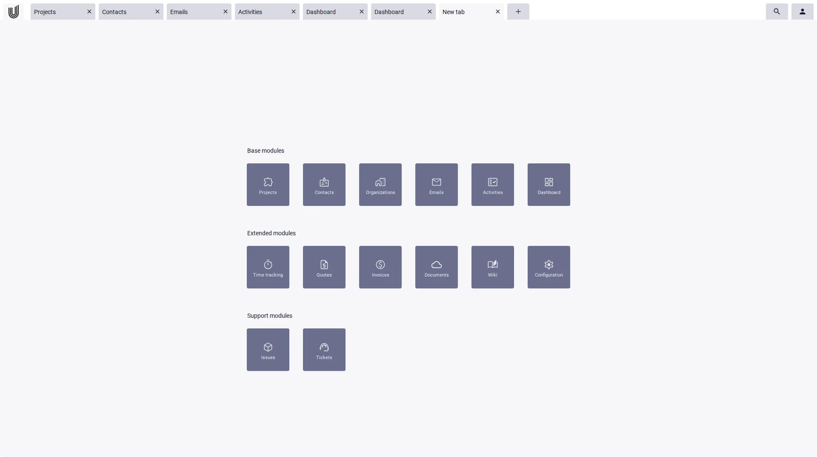 Configure the parts of your software tailored to your needs in the tab configuration.